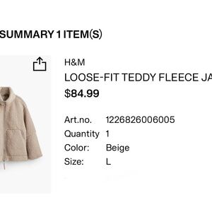 H&M Beige Teddy Fleece Jacket